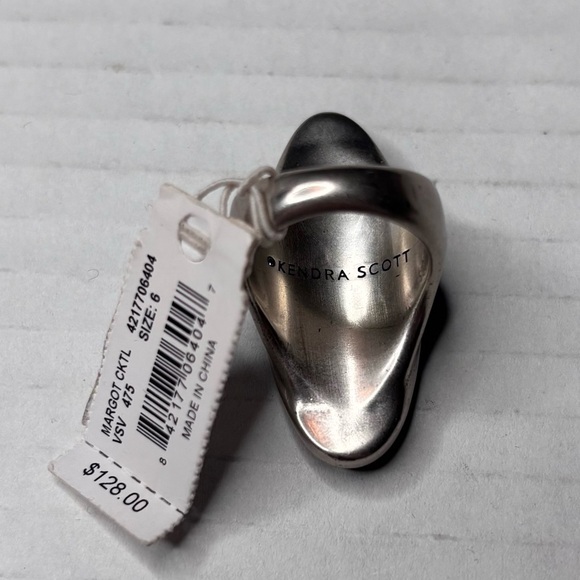 New KENDRA SCOTT Margot Silver Stone & Glass Cocktail Ring Size 6 - Picture 5 of 6